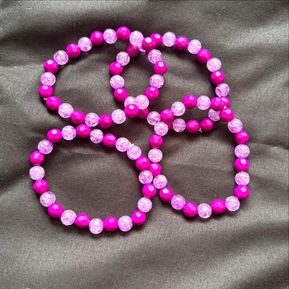 Pink Beaded Bracelets Set